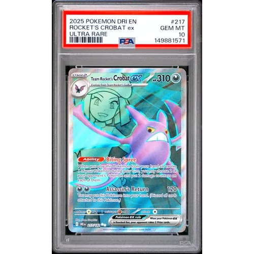 PSA 10 Pokémon Destined Rivals #217 Team Rocket's Crobat ex Ultra Rare