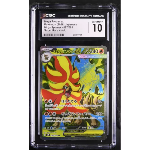 CGC 10 Mega Pyroar ex Pokémon (2026) Japanese Ninja Spinner 097/083 Super Rare Holo