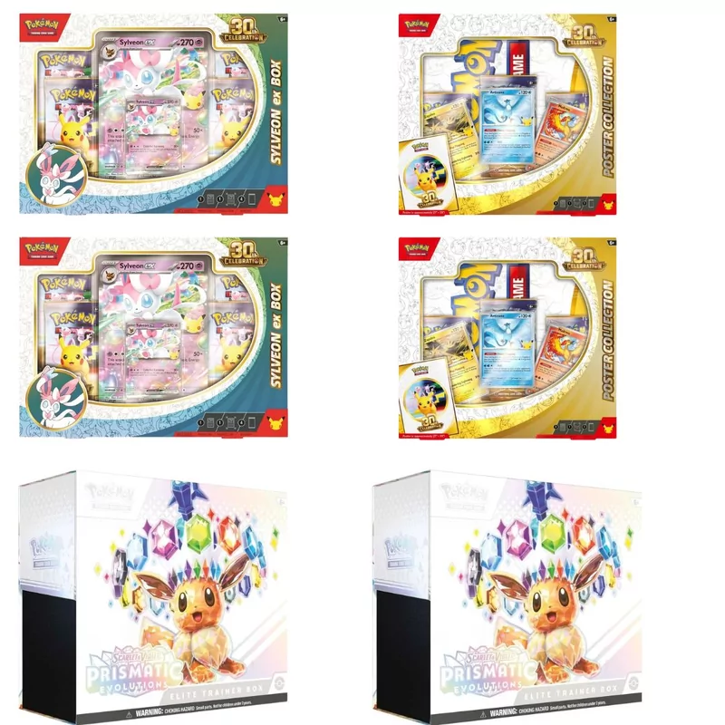 30Th 2 X Poster Collection + 2 X Sylveon Box + 2 X Prismatic Elite Trainer Box