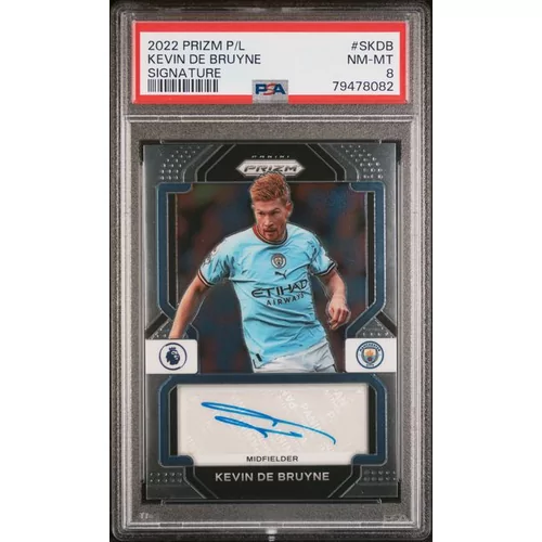 PSA 8 2022-23 PANINI PRIZM PREMIER LEAGUE SIGNATURES #SKDB KEVIN DE BRUYNE SIGNATURE